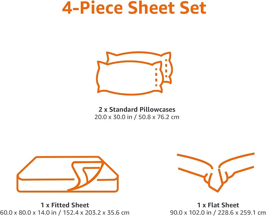 Amazon Basics Lightweight Super Soft Comfortable Breathable Wrinkle Resistant Brushed Microfiber 4-Piece Bed Sheet Set with 14-Inch Deep Pockets, Queen, Dark Gray, Solid