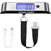 travel inspira Luggage Scale, Portable Digital Hanging Baggage Scale for Travel, Suitcase Weight Scale with Rubber Paint, 110 Pounds, Battery Included
