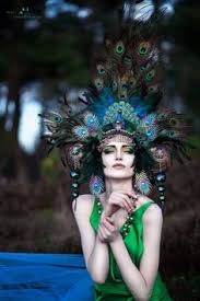 Opulent Peacock Feather Headdress - Dramatic Blue & Green Masquerade / Gatsby Costume Accessory