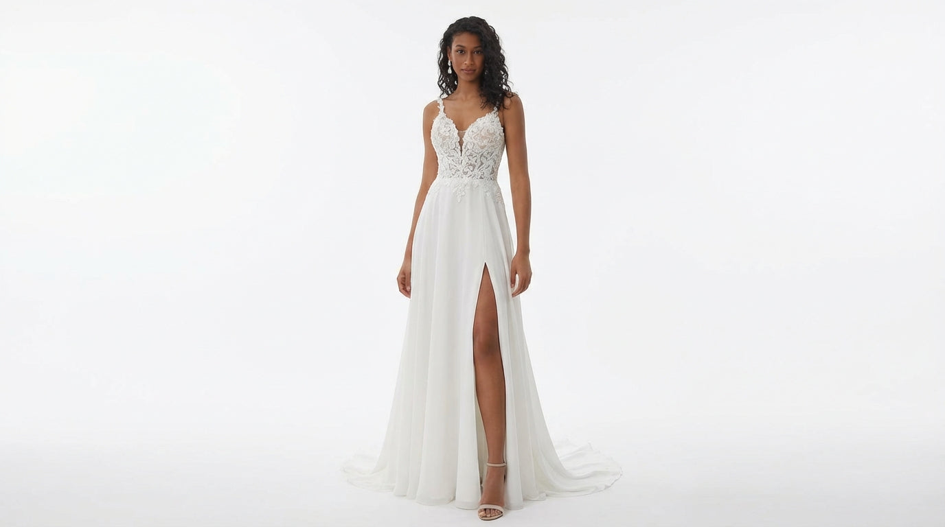 Generated image for The Porcelain: Elegant White Lace Evening Gown